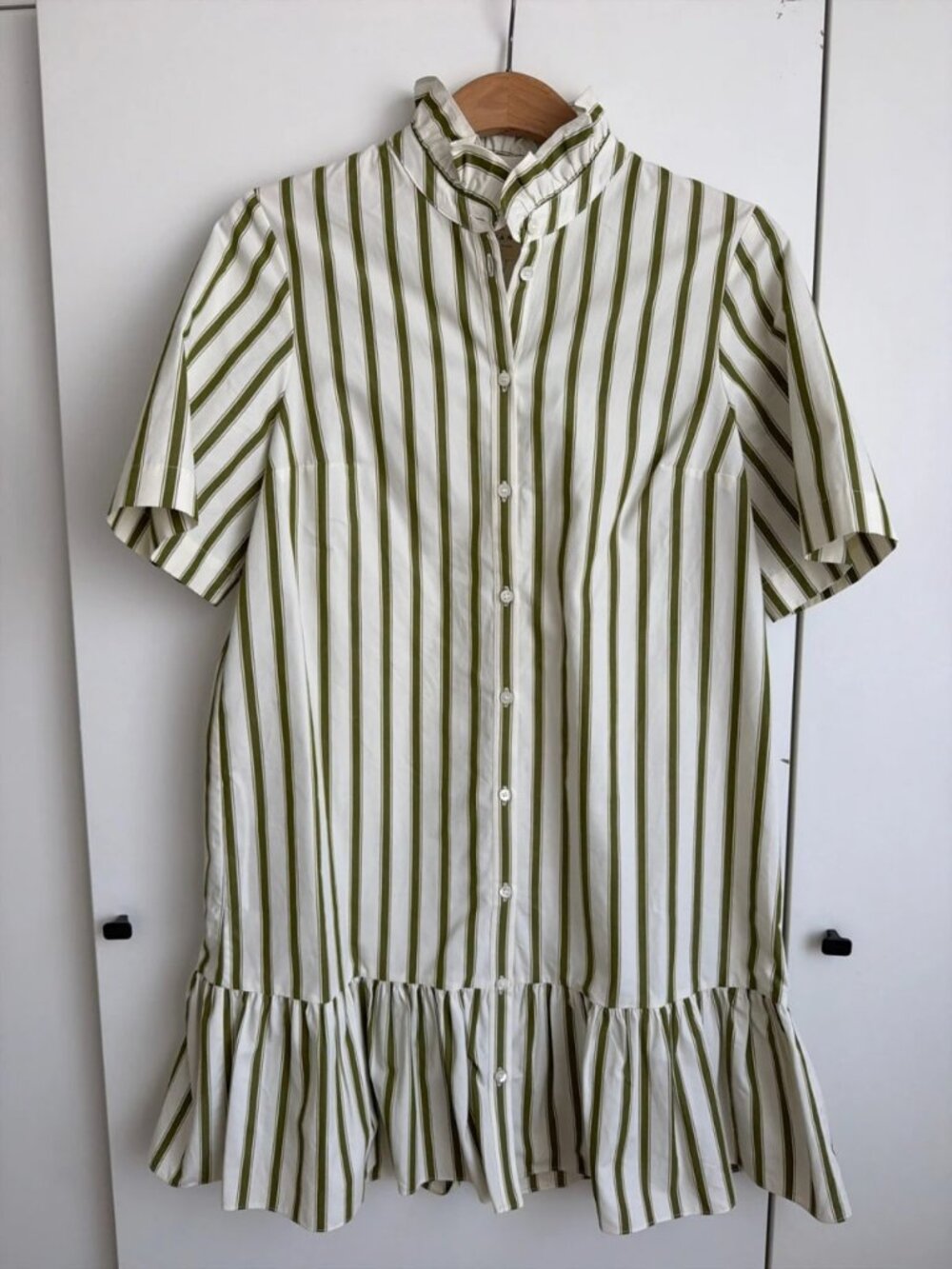 Sezane Clotilde Striped Ruffle Mini Dress US 2